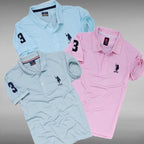 Men's Solid Polo Collar T-Shirt Combo (Pack of 3)
