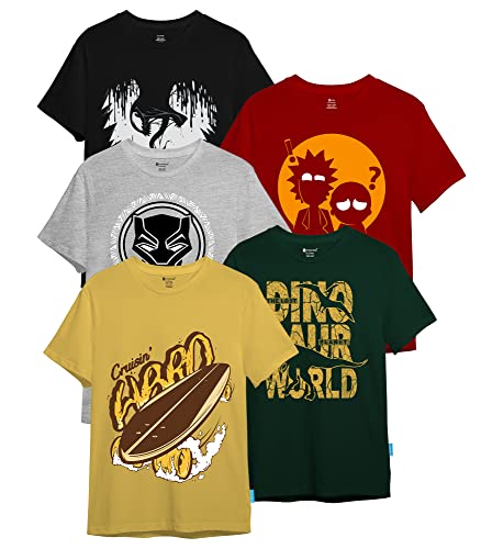 Men's Printed Cotton Blend T-Shirt Combo (Pack of 5)