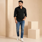 Midnight Black Premium Casual Shirt for Men with Full Sleeve Pack of 1