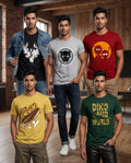 Men's Printed Cotton Blend T-Shirt Combo (Pack of 5)