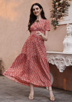 Blue Floral Waist Cut-Out Maxi Dress 8