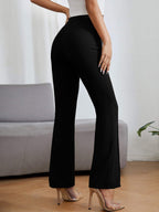 Women's Trousers Black Polycotton High Rise Regular Fit Ankle Length - 4