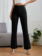 Women's Trousers Black Polycotton High Rise Regular Fit Ankle Length - 5