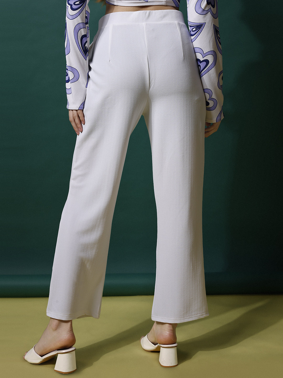 Women's Trousers Black Polycotton High-Rise Casual Pants - 4