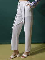 Women's Trousers Black Polycotton High-Rise Casual Pants - 6