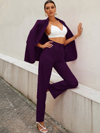 Women's Trousers Purple Polycotton High Rise Ankle Length Regular Fit - 1