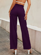 Women's Trousers Purple Polycotton High Rise Ankle Length Regular Fit - 5