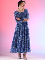 Elegant Floral Printed Georgette Fit and Flare Maxi Dress 3