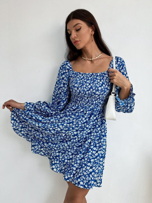 Floral Fantasy Square Neck Dress 1
