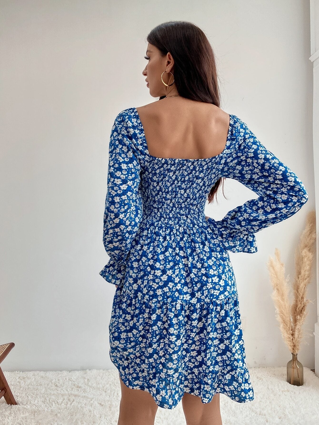 Floral Fantasy Square Neck Dress 3