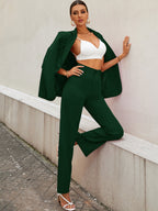 Women's Trousers Green High Rise Polycotton Ankle Length - 1