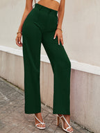 Women's Trousers Green High Rise Polycotton Ankle Length - 3