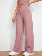 Women's Bootcut Trousers Peach Polycotton High Rise Ankle Length - 2