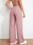 Women's Bootcut Trousers Peach Polycotton High Rise Ankle Length - 3