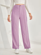 Women's Trousers Light Purple Polycotton High Rise Ankle Length - 4