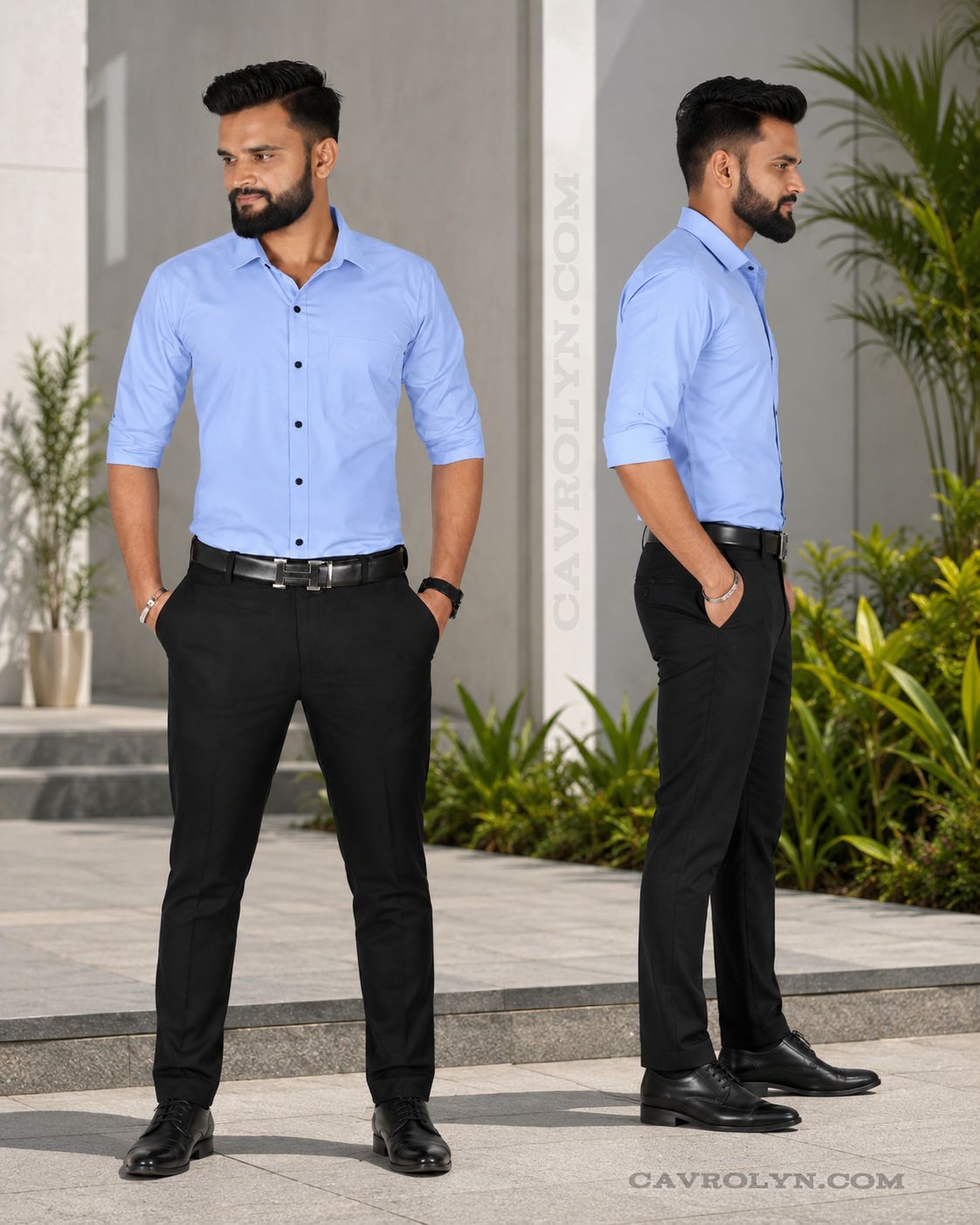 Men’s Sky Blue Slim Fit Formal & Casual Shirt Full Sleeve Solid Shirt Pack of 1