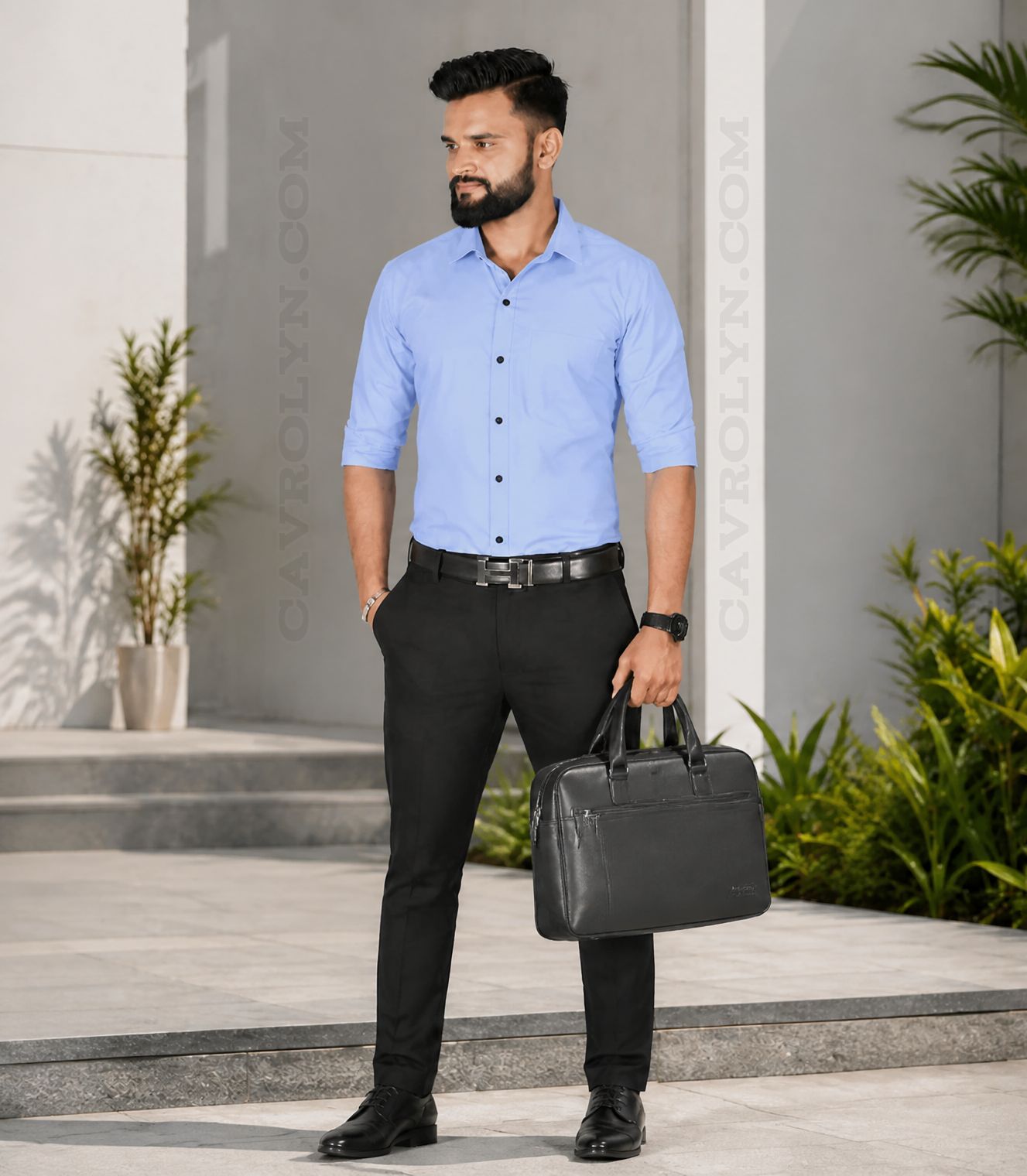 Men’s Sky Blue Slim Fit Formal & Casual Shirt Full Sleeve Solid Shirt Pack of 1