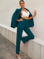 Women's Trousers Blue Polycotton High Rise Regular Fit - 2