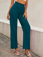 Women's Trousers Blue Polycotton High Rise Regular Fit - 3