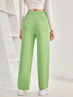 Women's Trousers Pista Green High Rise Polycotton Ankle Length - 4