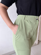 Women's Trousers Pista Green High Rise Polycotton Ankle Length - 6