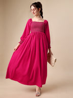 Pretty in Pink A-Line Net Maxi Dress 0