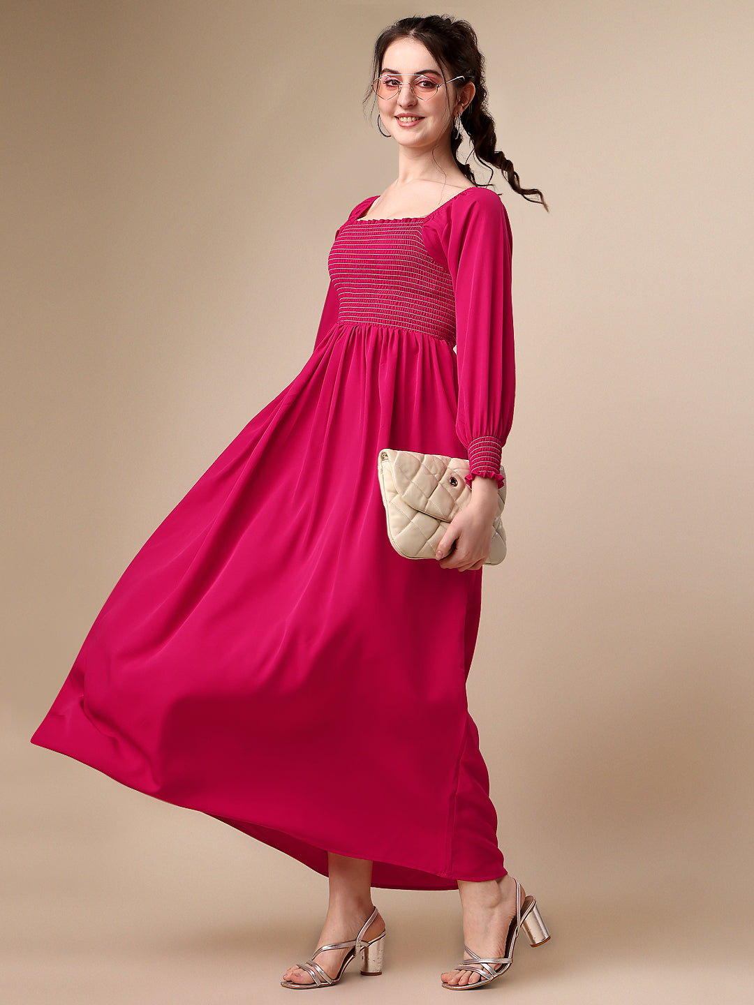 Pretty in Pink A-Line Net Maxi Dress 1