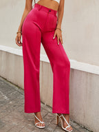 Women's Trousers Pink High Rise Polycotton Textured Regular Fit - 4