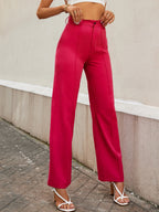 Women's Trousers Pink High Rise Polycotton Textured Regular Fit - 5