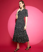 Printed Half Sleeve Fit and Flare Maxi Dress 5