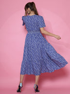 Printed Half Sleeve Fit and Flare Maxi Dress 8