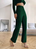 Women's Trousers Rustic Green Polycotton High Rise Bootcut - 1