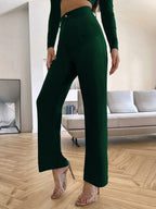 Women's Trousers Rustic Green Polycotton High Rise Bootcut - 2