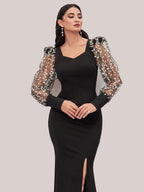 Sleek Black Full-Length Bodycon Dress 3