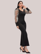 Sleek Black Full-Length Bodycon Dress 4