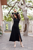 Sleek Black Full-Length Bodycon Dress 5