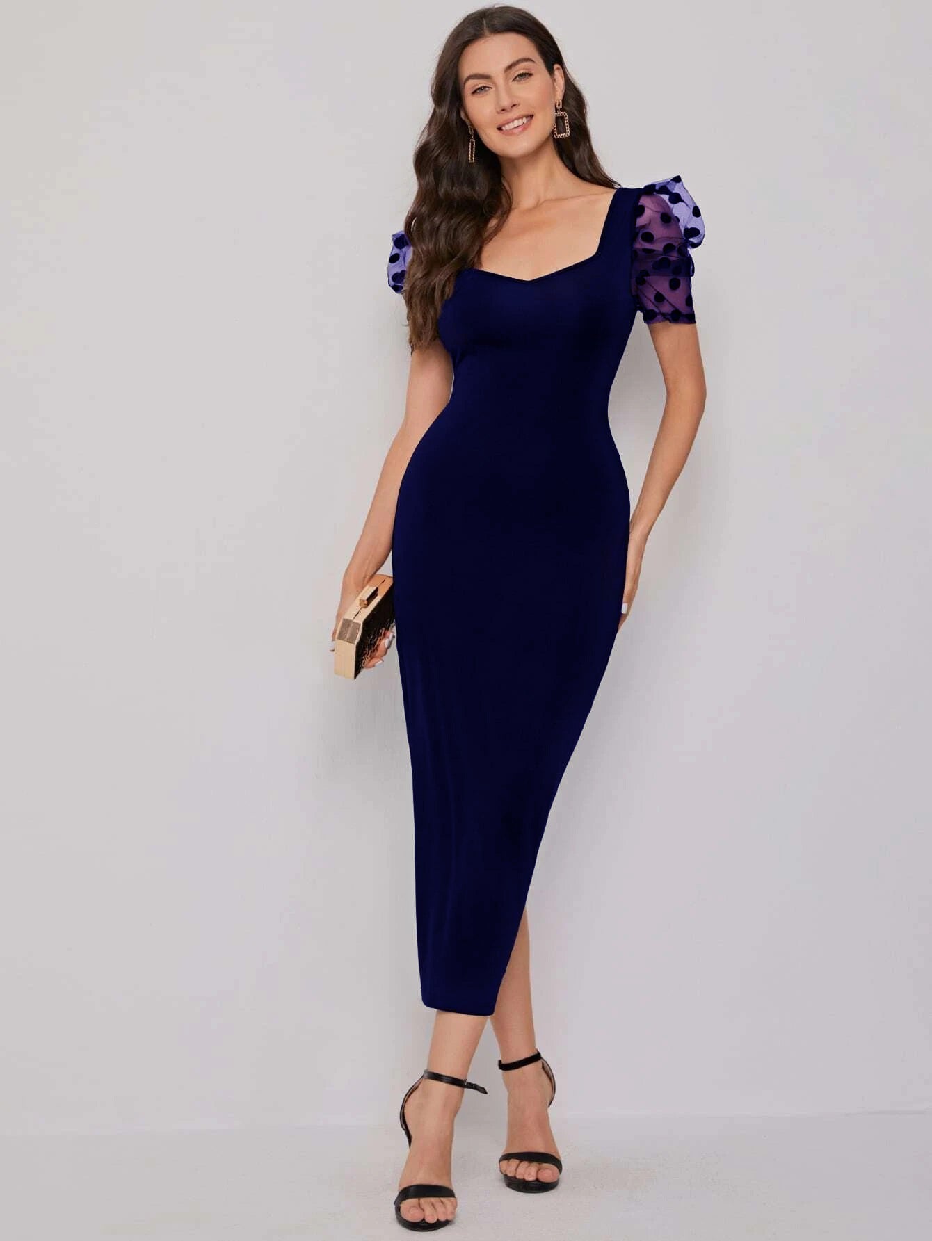 Solid Bodycon Midi Sweetheart Neck Dress 10