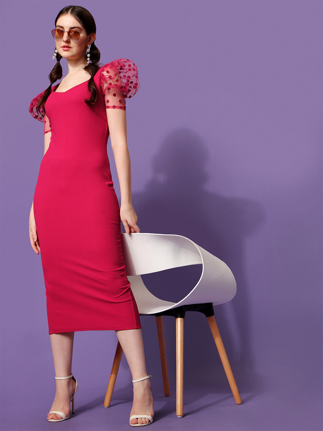 Solid Bodycon Midi Sweetheart Neck Dress 12