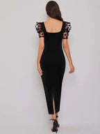 Solid Bodycon Midi Sweetheart Neck Dress 2