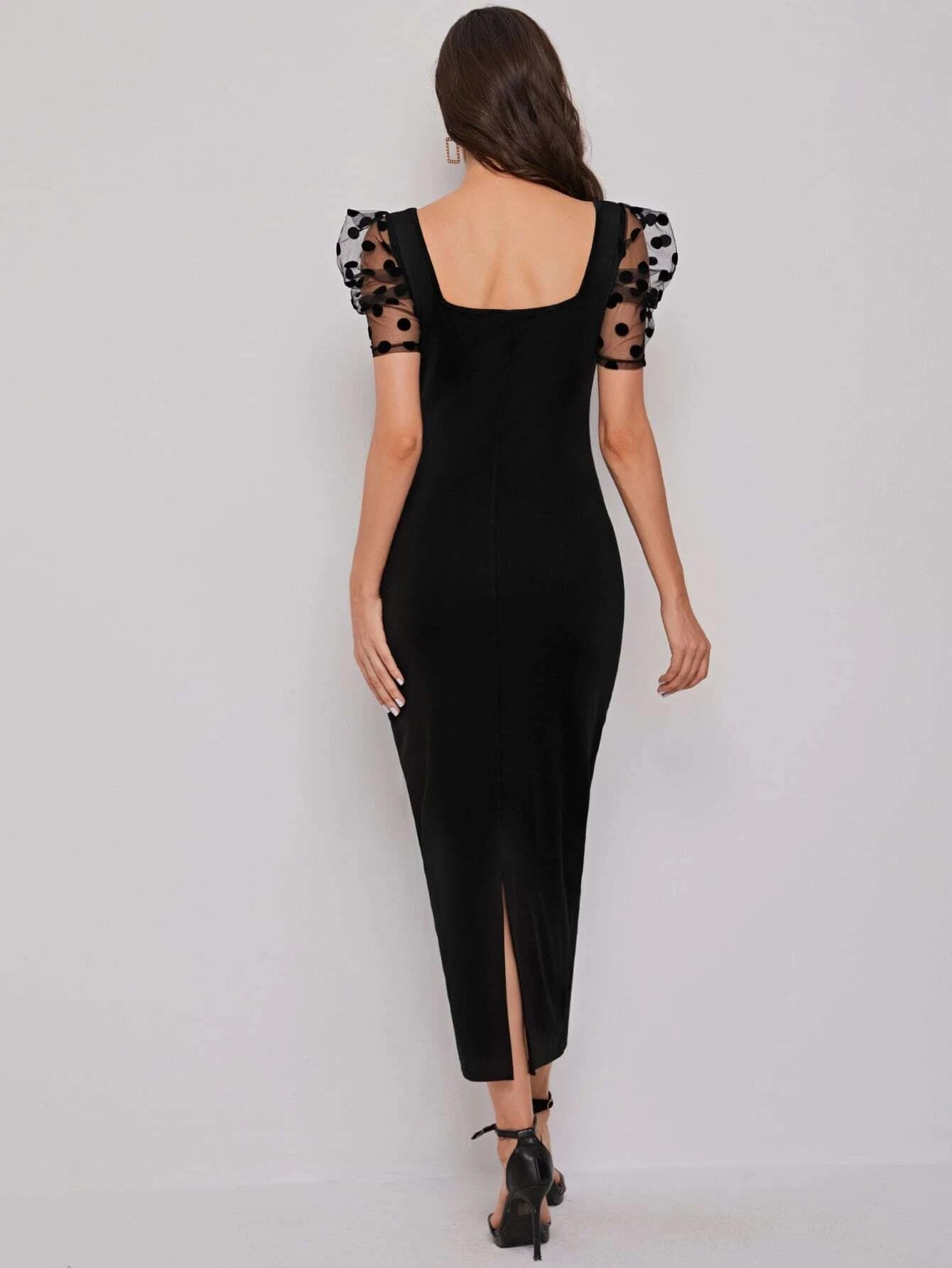 Solid Bodycon Midi Sweetheart Neck Dress 2