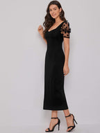 Solid Bodycon Midi Sweetheart Neck Dress 3