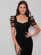 Solid Bodycon Midi Sweetheart Neck Dress 4