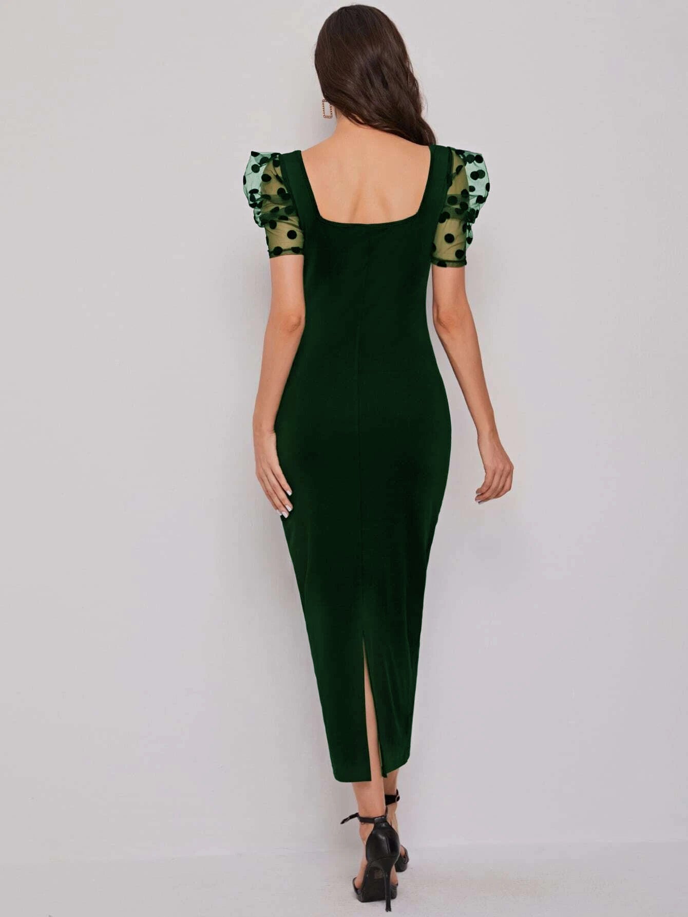 Solid Bodycon Midi Sweetheart Neck Dress 7