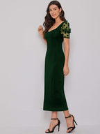 Solid Bodycon Midi Sweetheart Neck Dress 8