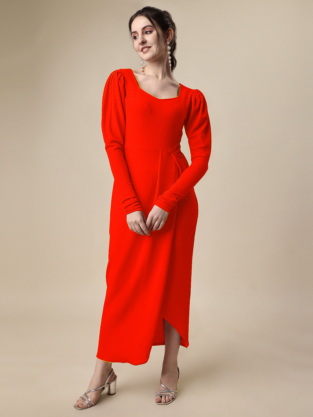 Solid Maxi Dress with Sweetheart Neck 10