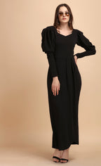 Solid Maxi Dress with Sweetheart Neck 2
