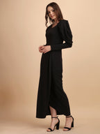 Solid Maxi Dress with Sweetheart Neck 4