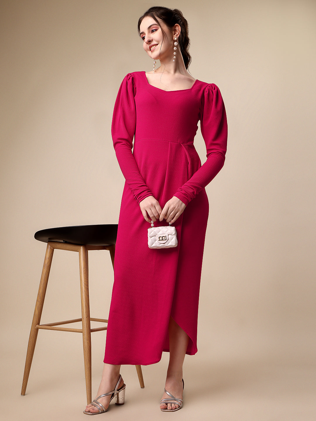 Solid Maxi Dress with Sweetheart Neck 5
