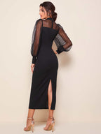 Sophisticated Mock neck Knit Bodycon Midi Dress 4