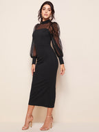 Sophisticated Mock neck Knit Bodycon Midi Dress 5